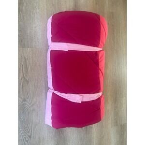 Lands' End Kids Sleeping Bag Pink Red Striped Fleece Lined 31x81 Camp Sleepover